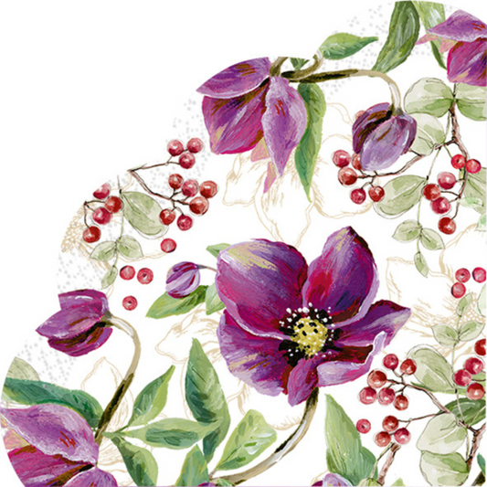 Tovaglioli/sottopiatto rondo' in carta "Rosa di Natale"