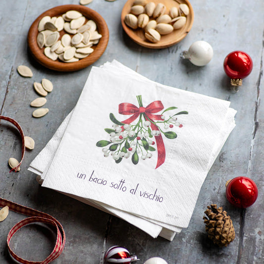 Tovaglioli in carta Un bacio sotto al vischio