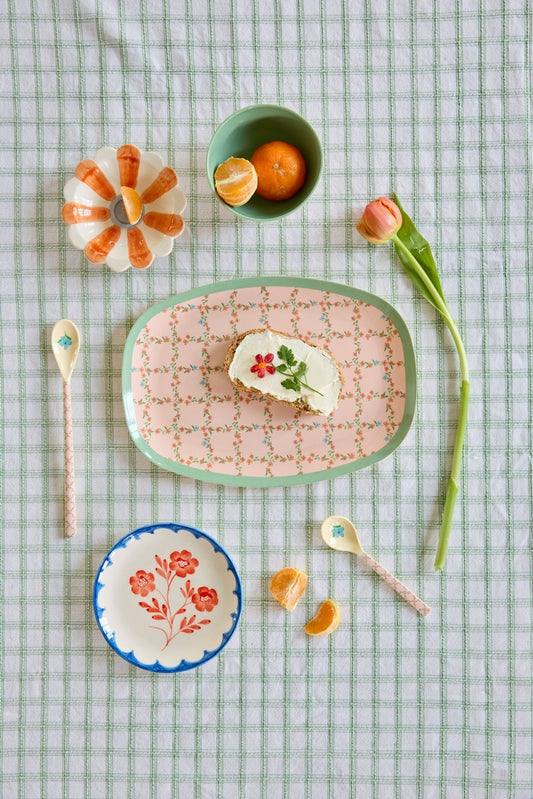 Vassoio/Piatto piano - Rosa - Checkered Stencil Print