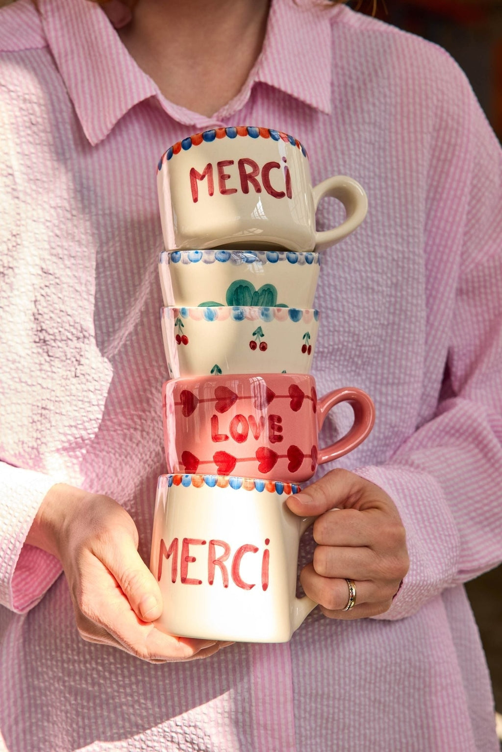 Tazza - Bianca - Hand-painted MERCI