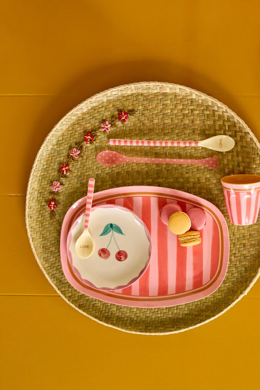 Vassoio/Piatto piano - Rosa - Organic Stripes Print