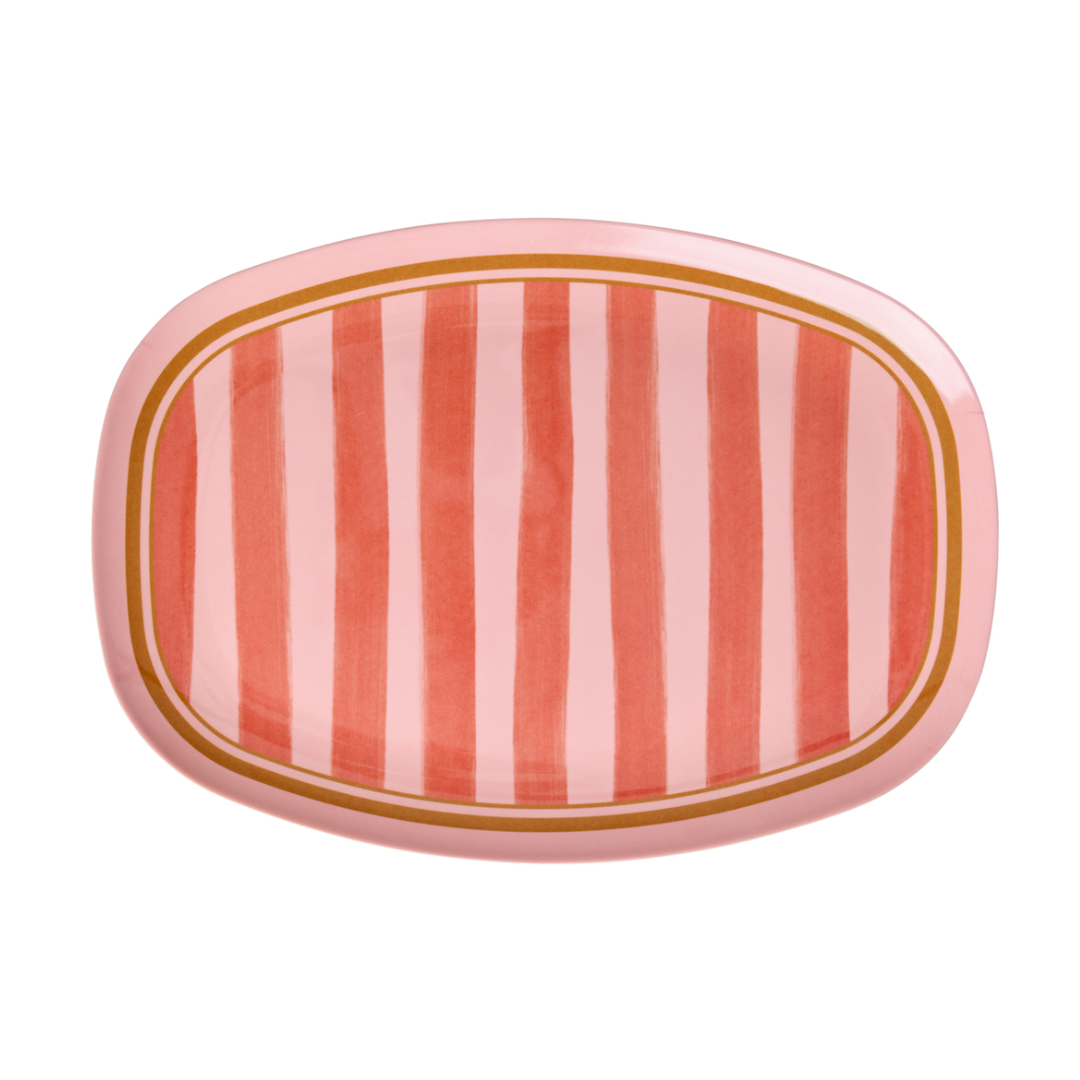 Vassoio/Piatto piano - Rosa - Organic Stripes Print