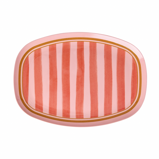Vassoio/Piatto piano - Rosa - Organic Stripes Print