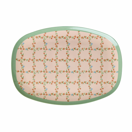 Vassoio/Piatto piano - Rosa - Checkered Stencil Print