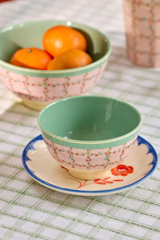 Ciotola Melamina - Rosa - Checkered Stencil Print