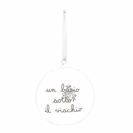 Pallina Un bacio sotto il vischio - 15 cm