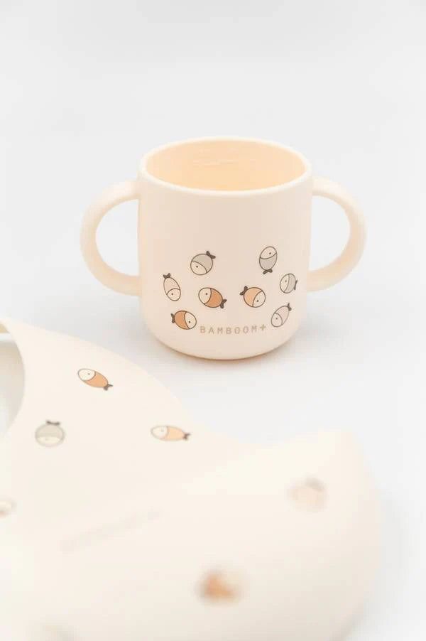 Bavaglino in silicone e tazza - Fishes