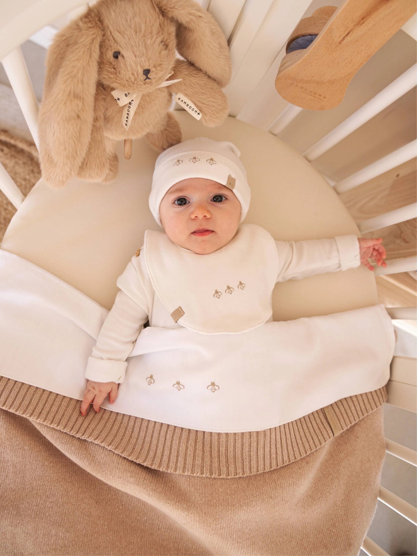 Cappellino neonato Bees - Panna