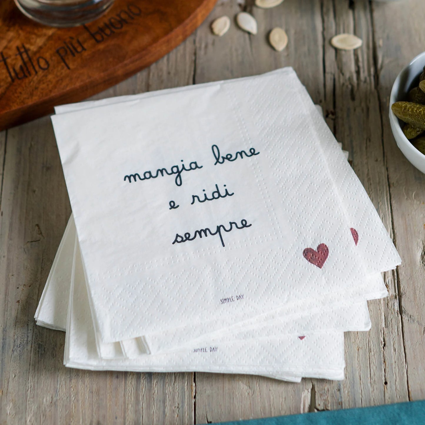 Tovaglioli in carta Mangia bene e ridi sempre