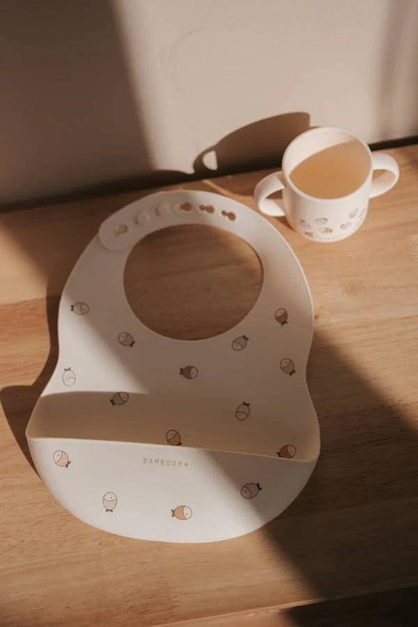 Bavaglino in silicone e tazza - Fishes