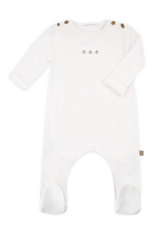 Tutina neonato con piedi Bees - Panna