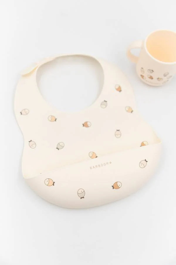 Bavaglino in silicone e tazza - Fishes