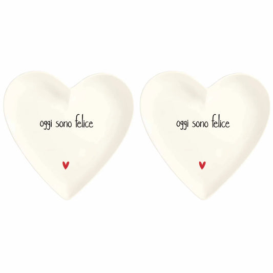 Set 2 Piatti cuore Oggi sono felice