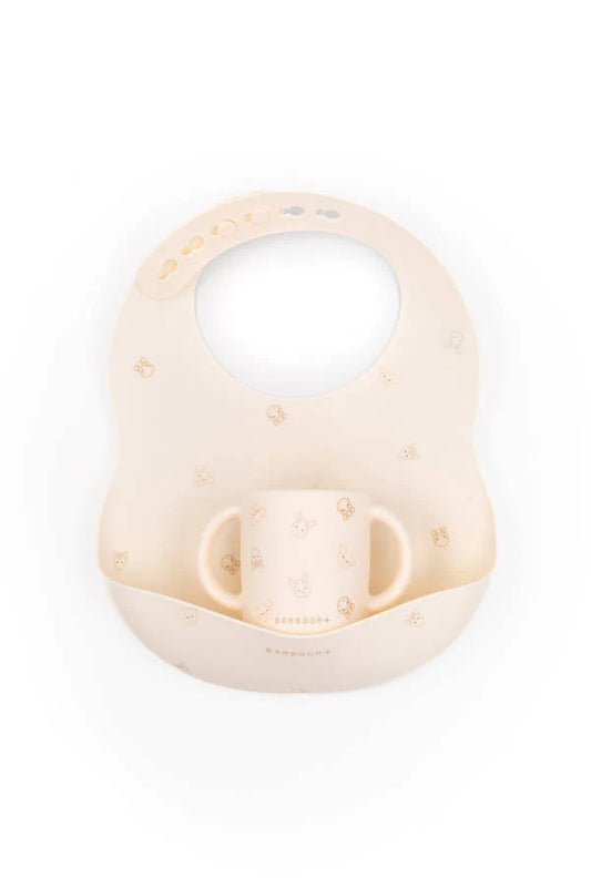 Bavaglino in silicone e tazza - Animal Friends