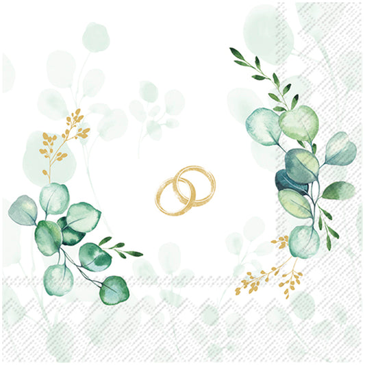 Tovaglioli in carta "Eucalyptus ring" gold