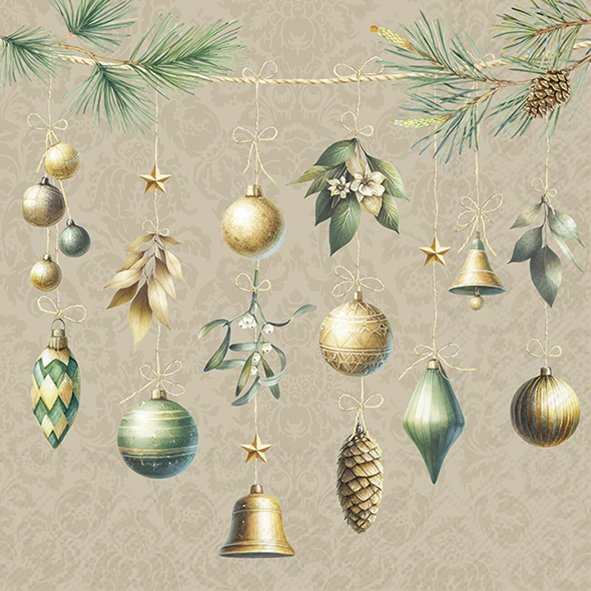 Tovaglioli in carta "Christmas Decorations" light brown