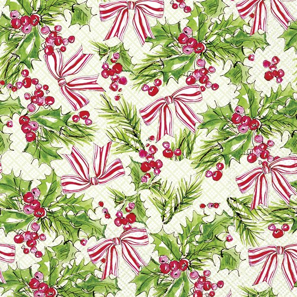 Tovaglioli in carta "Pink Holly" green