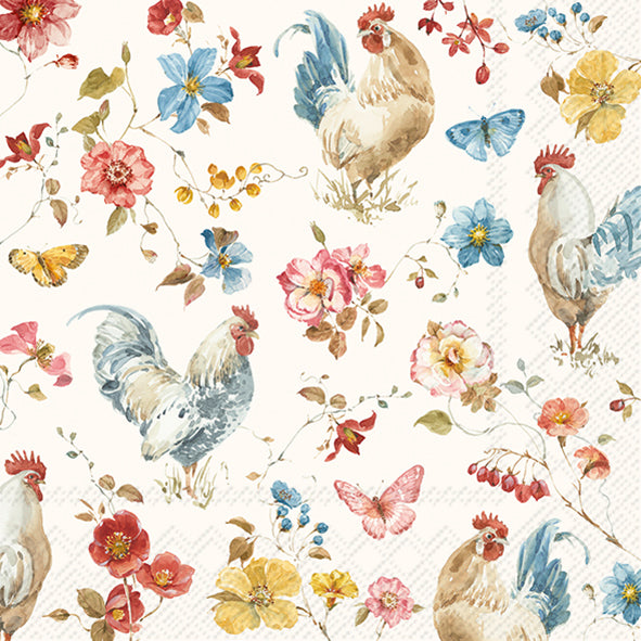 Tovaglioli in carta "Country Rooster" cream