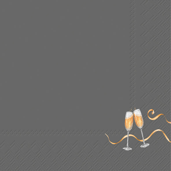 Tovaglioli in carta "Tiny champagne glass” grey