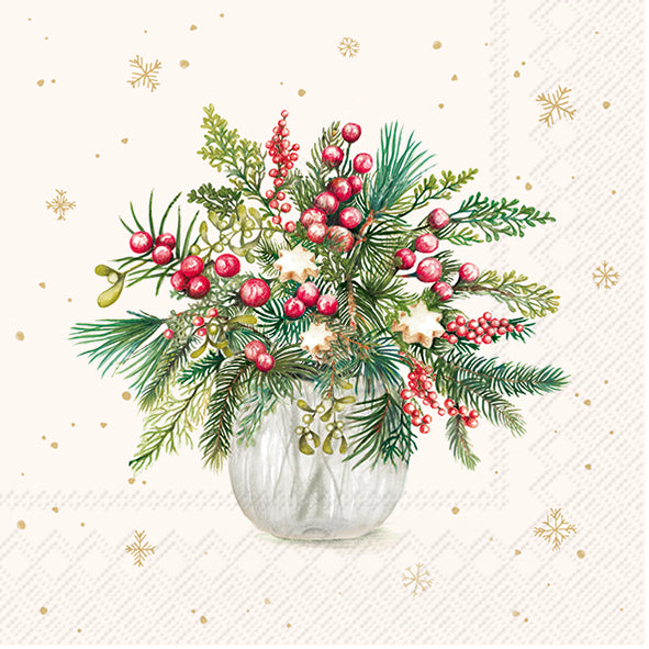 Tovaglioli in carta "Christmas arrangement” cream