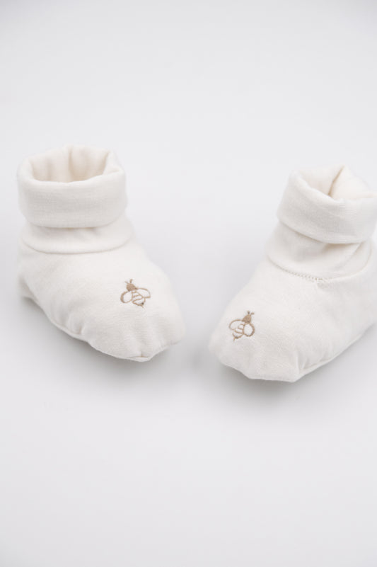 Babbucce neonato Bees - Panna
