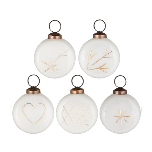 Palla con incisione - piatta - bianca