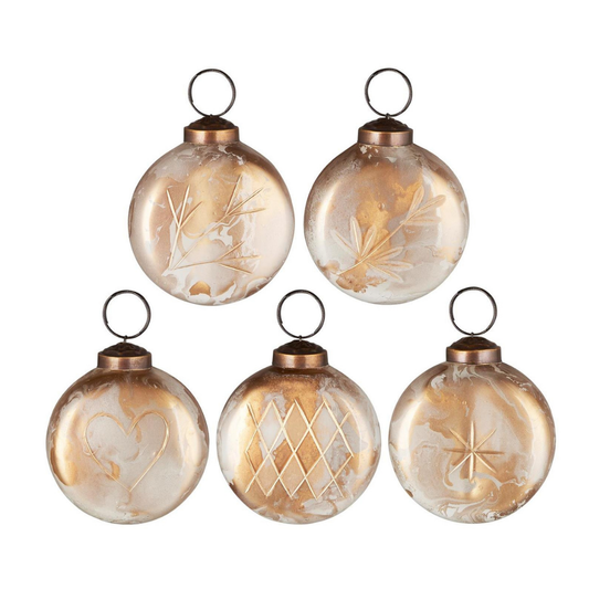 Palla con incisione - piatta - bianca/ottone