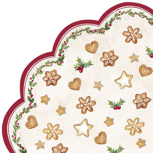 Tovaglioli/sottopiatto rondo' in carta "Cookie Garland" cream
