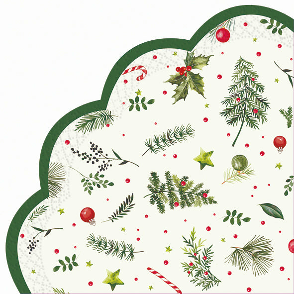 Tovaglioli/sottopiatto rondo' "Christmas branches tree” light green