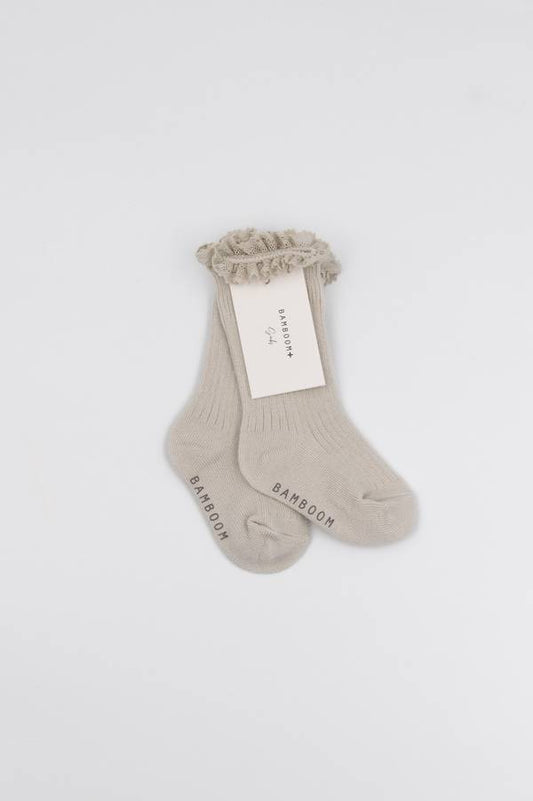 Calza bimba con Pizzo in Bambù - Oyster Grey
