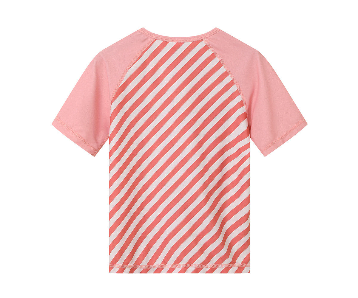T-Shirt Nuoto Protezione Solare - Stripes Bloom & Blush