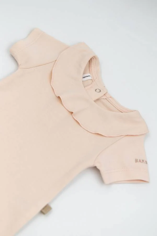 Body Bimba Collo Volant maniche corte - Light Pink - 12/18M