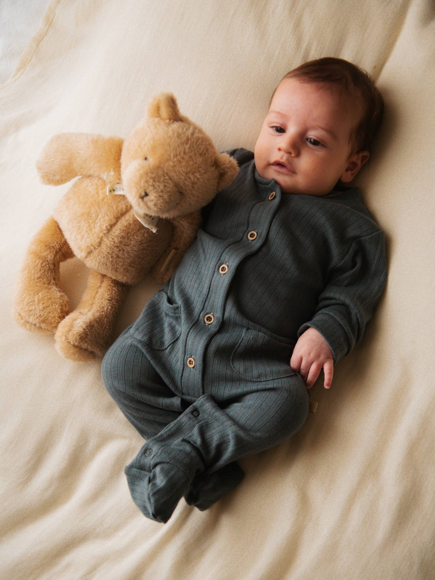 Tutina Bimbo con piedi e bottoncini davanti - Midnight Blu