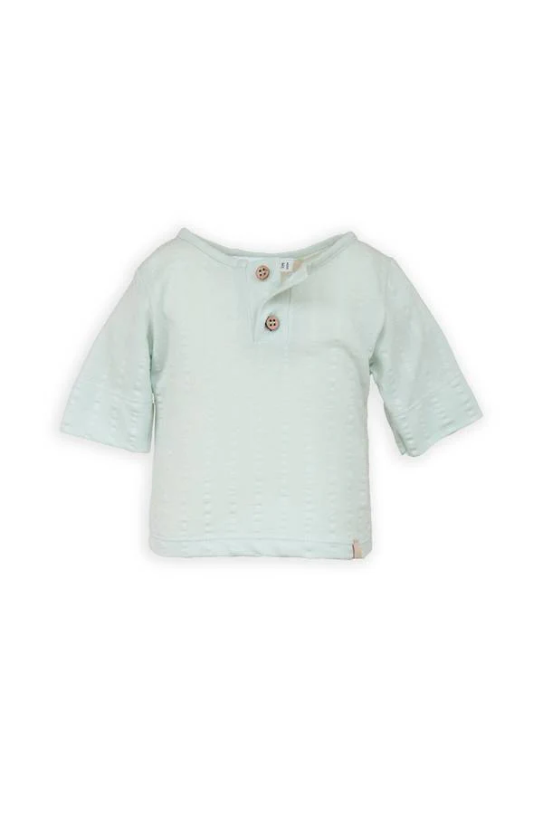 T-shirt a maniche corte apertura polo - Blu Blush - 9/12 e 18/24M
