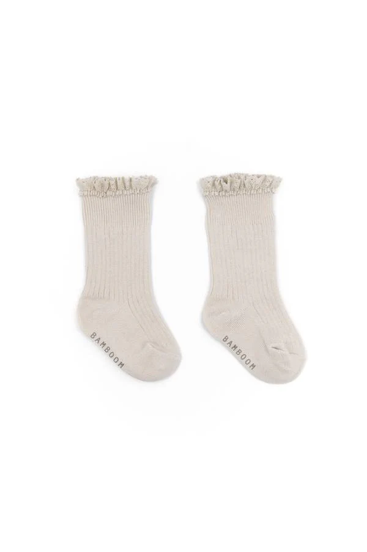 Calza bimba con Pizzo in Bambù - Oyster Grey