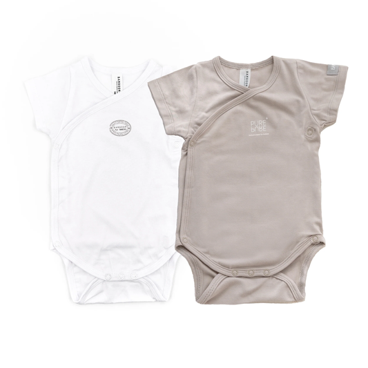 Confezione Body maniche corte- 2pc - Bianco e Cammello