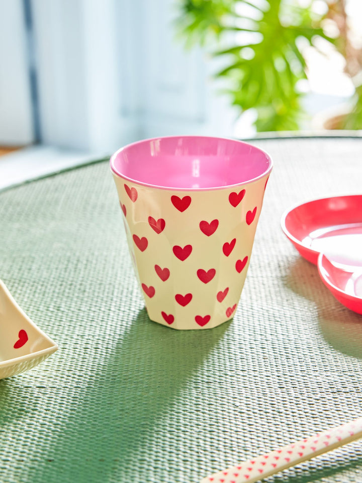 Bicchiere Melamina - Crema - Darling Hearts Print