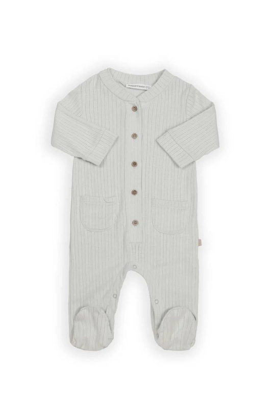 Tutina Bimbo con piedi e bottoncini davanti - Sky Grey