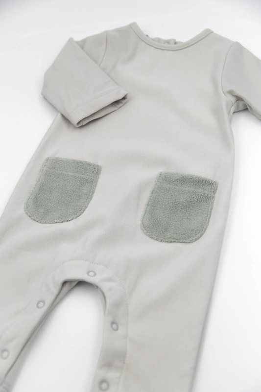 Tutina con tasche teddy - Sky Grey