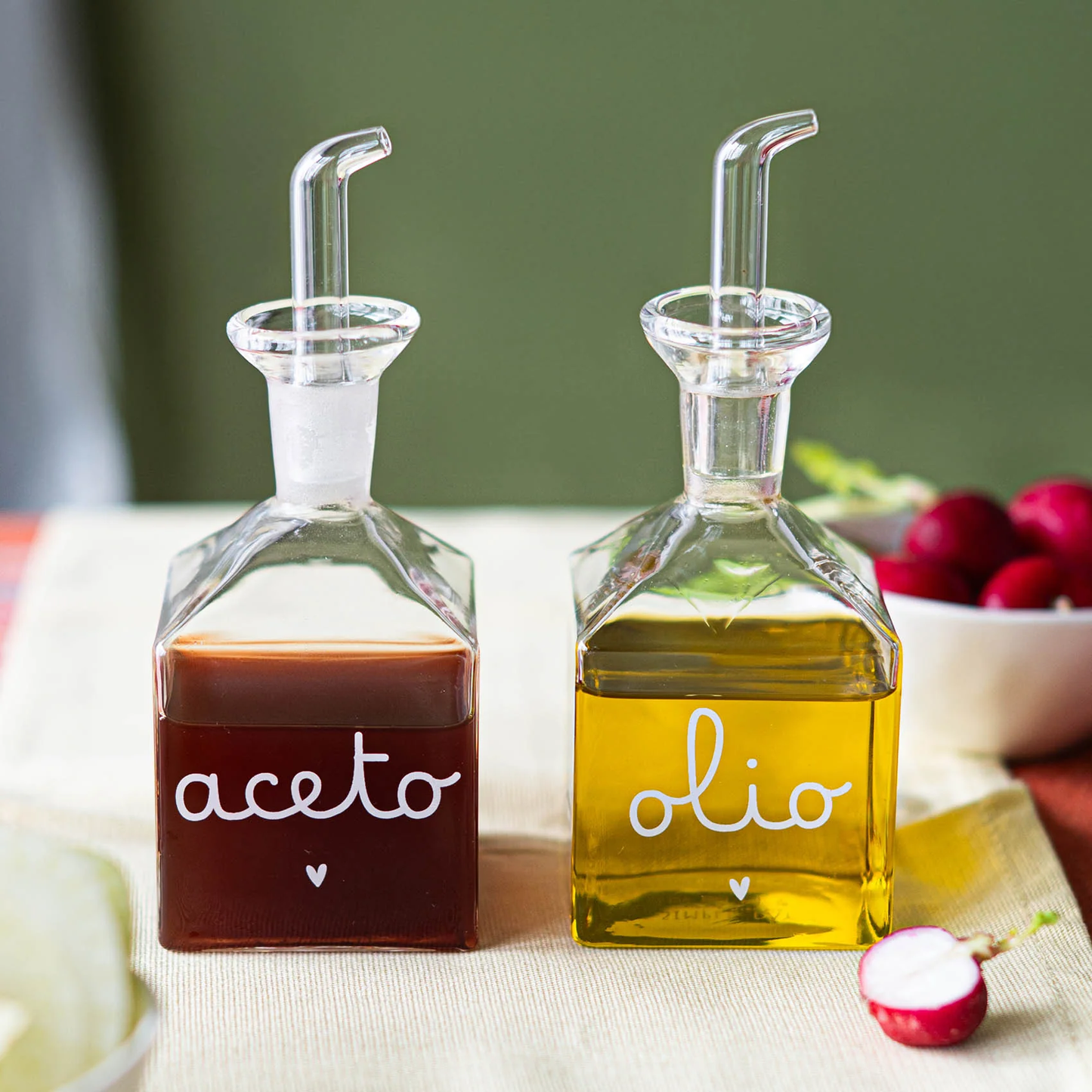 Set 2 bottiglie Olio - Aceto cuore