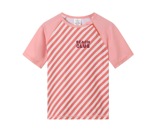 T-Shirt Nuoto Protezione Solare - Stripes Bloom & Blush