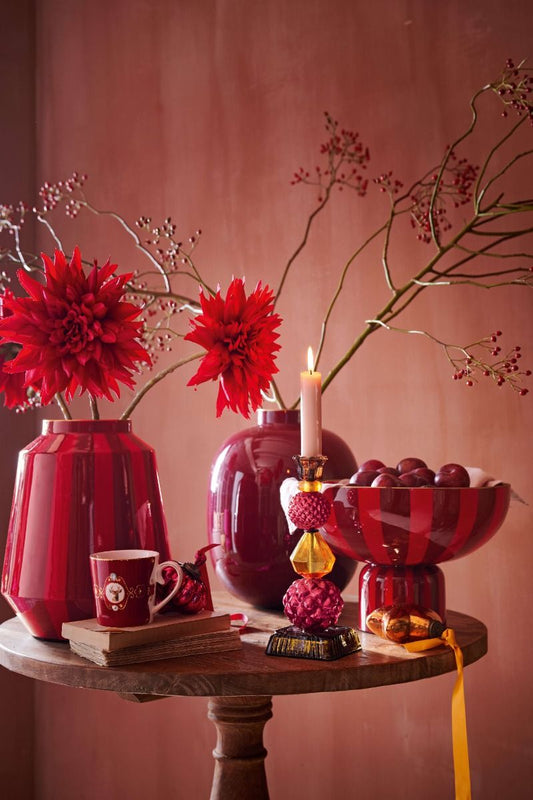 Vaso metal Stripes Dark Red