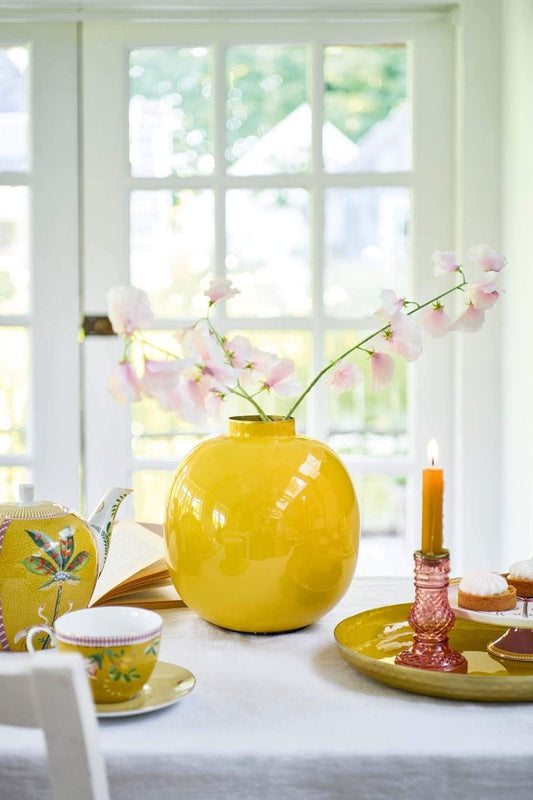 Vaso metal Round Yellow