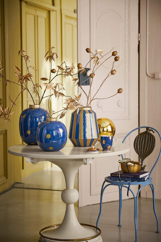 Vaso metal Dots Navy Gold