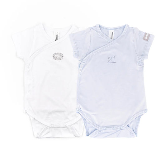 Confezione Body maniche corte- 2pc - Bianco e Azzurro