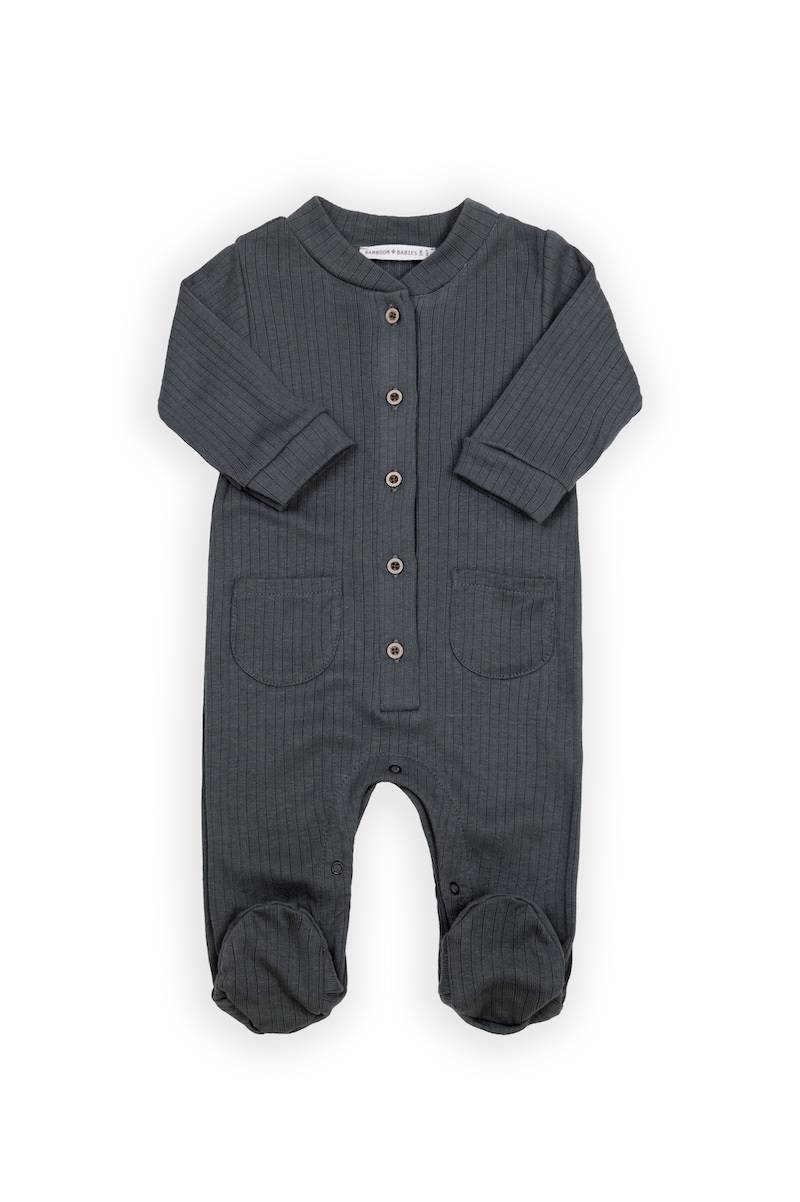Tutina Bimbo con piedi e bottoncini davanti - Midnight Blu