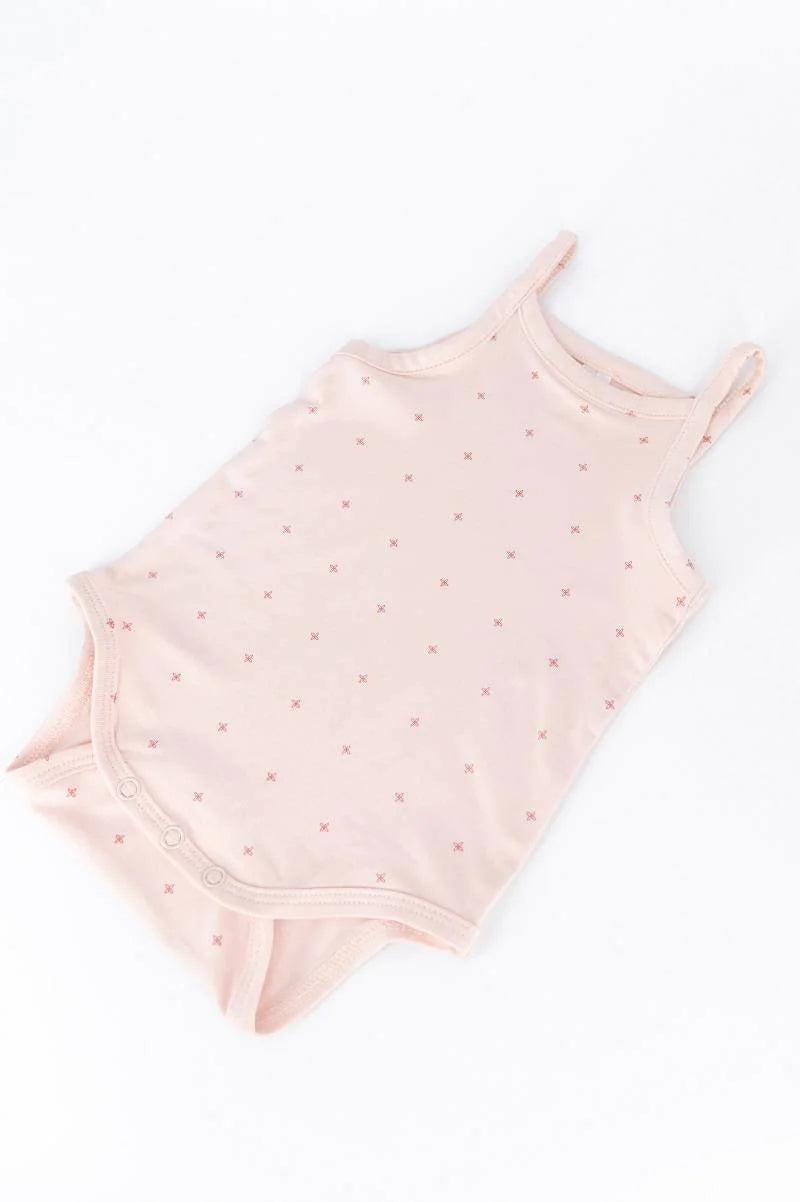 Body bimba canottiera Spalline Sottili - Rosa Logo Fiore