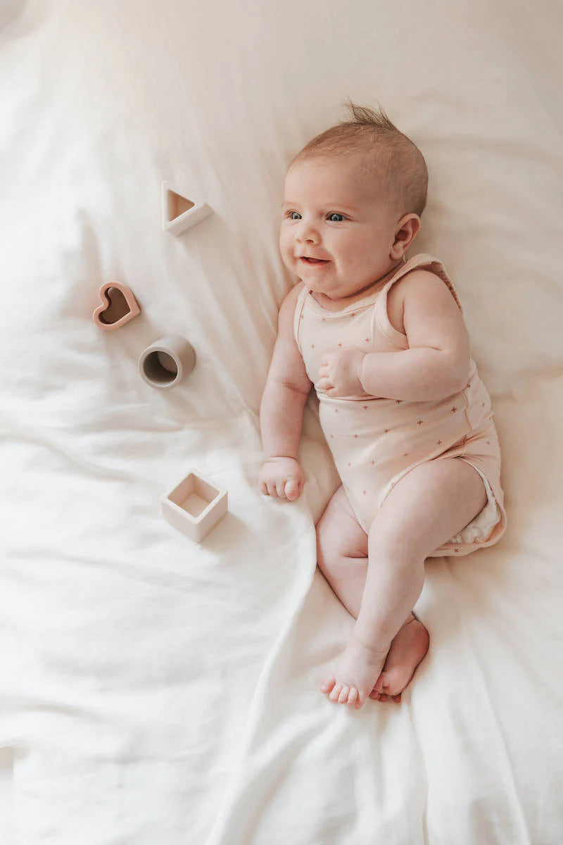 Body bimba canottiera Spalline Sottili - Rosa Logo Fiore