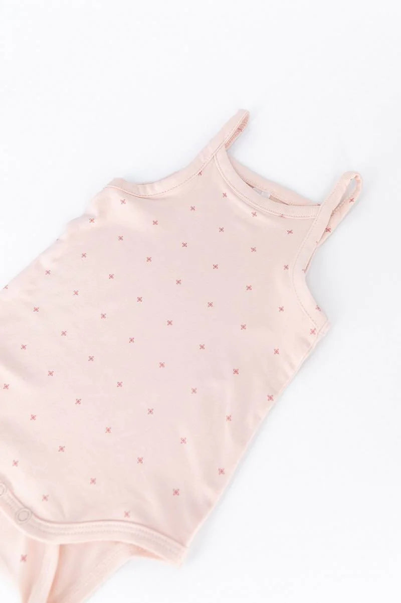 Body bimba canottiera Spalline Sottili - Rosa Logo Fiore