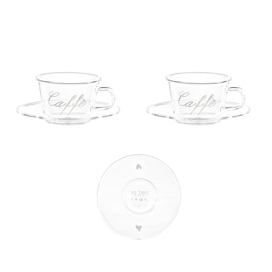 Set 2 tazze caffè con piatto Caffè cuore